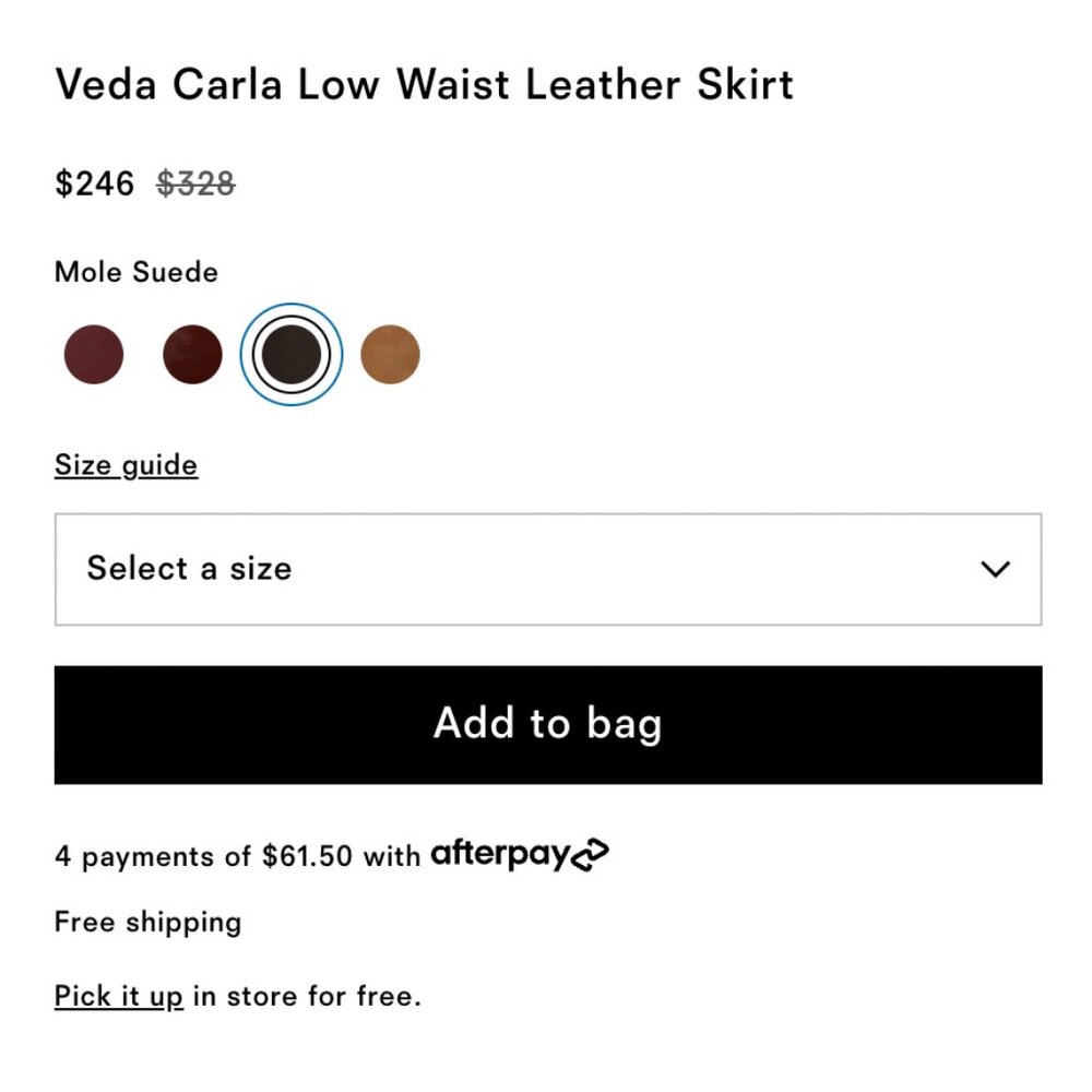 NWT Reformation Veda Carla Low Waist Leather Skirt Mole Brown (Suede) Size 10 - Picture 6 of 7